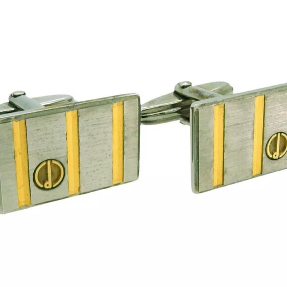 dunhill cuff d mark Silver & Gold Hardware Authentic Used - Picture 3 of 9